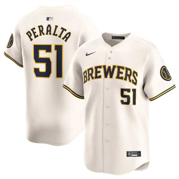 Men%27s Milwaukee Brewers #51 Freddy Peralta Cream Limited Stitched Jersey Dzhi->milwaukee brewers->MLB Jersey