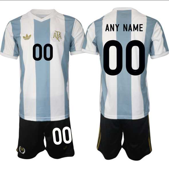 Men%27s Argentina Custom White Blue 2024-25 50th Anniversary Home Soccer Jersey Suit->->Custom Jersey