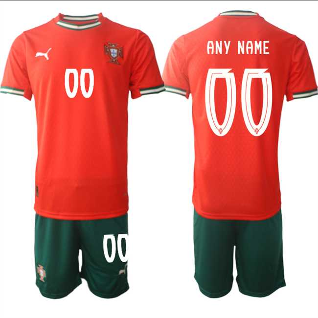 Men%27s Portugal Team Custom 2025 Red Home Soccer Jersey Suit->->Custom Jersey