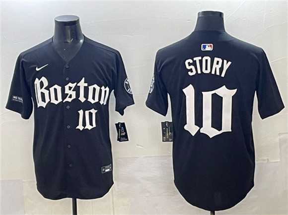 Men%27s Boston Red Sox #10 Trevor Story Black Gothic Vapor Limited Stitched Jersey->boston red sox->MLB Jersey