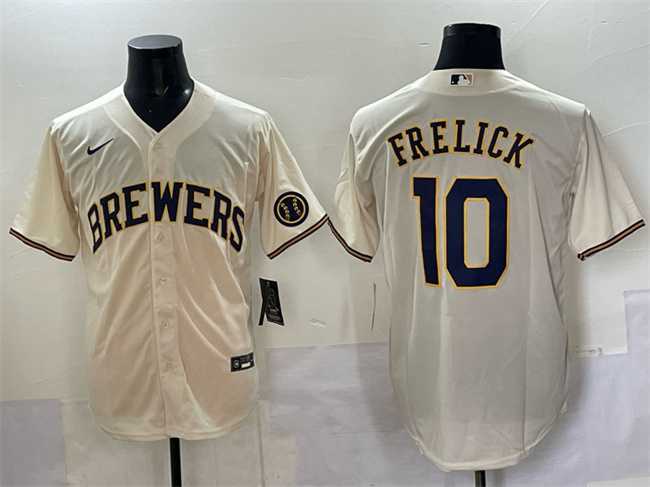 Men%27s Milwaukee Brewers #10 Sal Frelick Cream Cool Base Stitched Jersey->milwaukee brewers->MLB Jersey