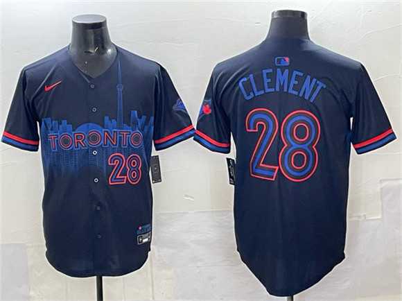 Men%27s Toronto Blue Jays #28 Ernie Clement Navy 2024 City Connect Limited Stitched Jersey->oakland athletics->MLB Jersey