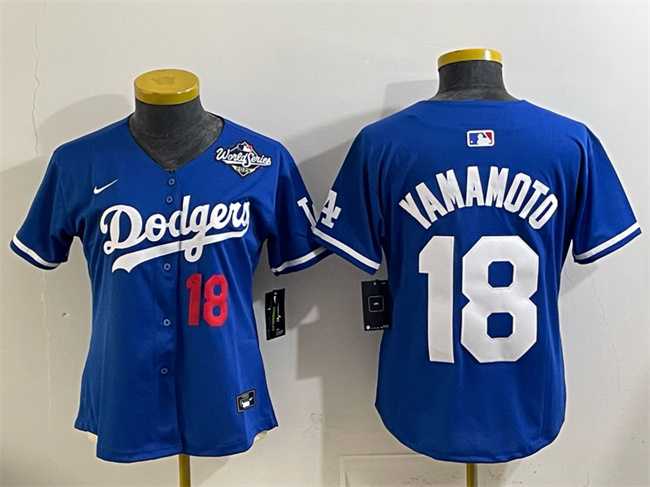 Youth Los Angeles Dodgers #18 Yoshinobu Yamamoto Royal 2025 World Series Patch Limited Stitched Jersey->mlb youth jerseys->MLB Jersey
