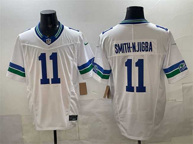 Men%27s Seattle Seahawks #11 Jaxon Smith-Njigba White F.U.S.E. Vapor Throwback Limited Stitched Jersey->new york giants->NFL Jersey