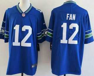 Men%27s Seattle Seahawks #12 Fan Limited Blue Throwback Vapor Jersey->seattle seahawks->NFL Jersey