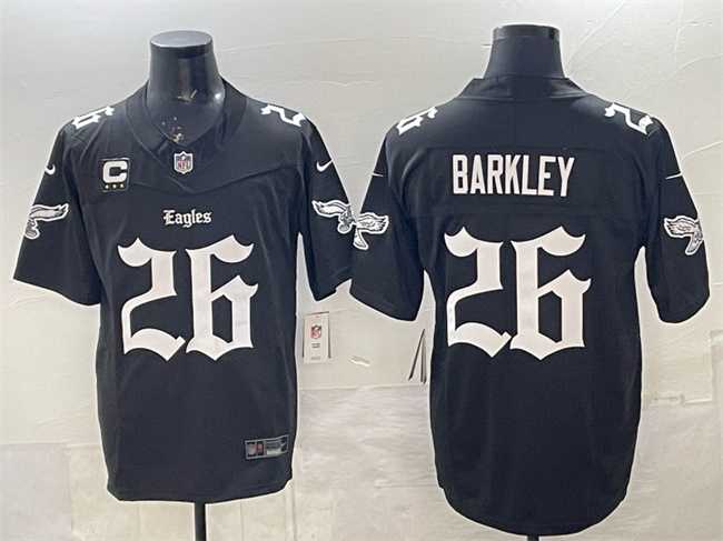 Men%27s Philadelphia Eagles #26 Saquon Barkley Black 2025 F.U.S.E. %27Gothic Philly Edition%27 With 3-Star C Patch Vapor Limited Stitched Jersey Dzhi->seattle seahawks->NFL Jersey