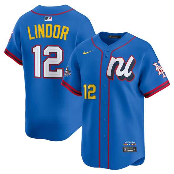 Mens National League #12 Francisco Lindor Blue 2025 All-Star Edition Limited Stitched Baseball Jersey->2025 mlb all-star->MLB Jersey