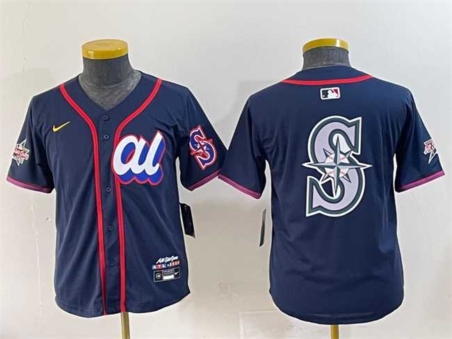 Womens American League Seattle Mariners Team Big Logo Navy 2025 All-Star Edition Limited Stitched Baseball Jersey(Run Small)->2025 mlb all-star->MLB Jersey