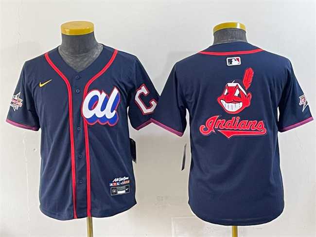 Womens American League Cleveland Guardians Team Big Logo Navy 2025 All-Star Edition Limited Stitched Baseball Jersey(Run Small)->2025 mlb all-star->MLB Jersey