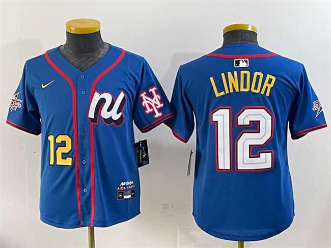 Youth National League #12 Francisco Lindor Blue 2025 All-Star Edition Limited Stitched Baseball Jersey->2025 mlb all-star->MLB Jersey