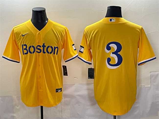 Mens Boston Red Sox #3 Ceddanne Rafaela Gold City Connect Stitched Baseball Jersey->boston red sox->MLB Jersey