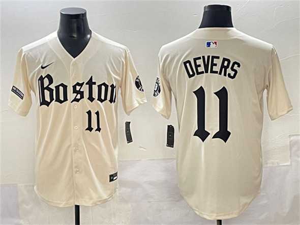 Mens Boston Red Sox #11 Rafael Devers Cream Gothic Vapor Limited Stitched Baseball Jersey->boston red sox->MLB Jersey