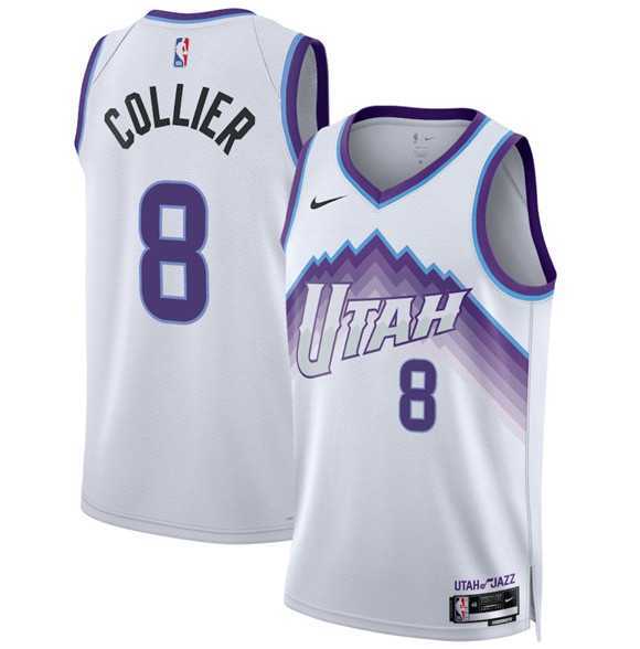 Men%27s Utah Jazz #8 Isaiah Collier White 2025 Association Edition Stitched Jersey Dzhi->utah jazz->NBA Jersey