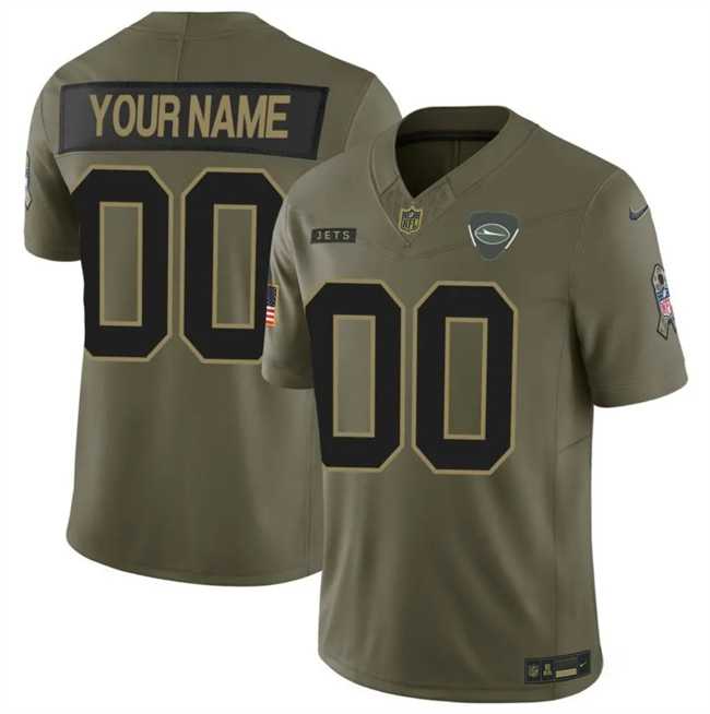 Men%27s New York Jets Active Player Custom Olive 2025 F.U.S.E. Salute to Service Limited Stitched Football Jersey->customized nfl jersey->Custom Jersey
