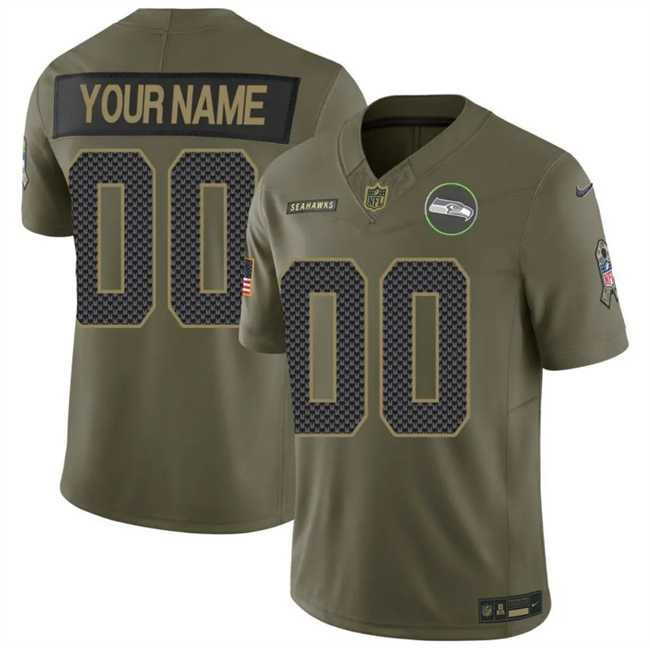 Men%27s Seattle Seahawks Active Player Custom Olive 2025 F.U.S.E. Salute to Service Limited Stitched Football Jersey->customized nba jersey->Custom Jersey