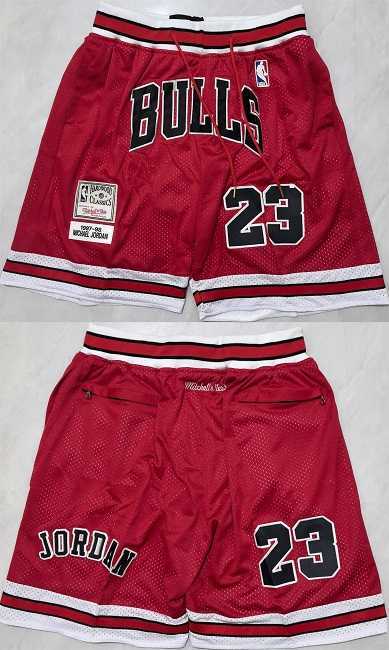 Men%27s Chicago Bulls #23 Michael Jordan Red Shorts (Run Small)->nba shorts->NBA Jersey