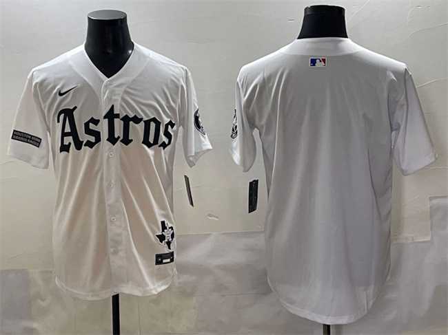Men%27s Houston Astros Blank White Gothic %27Houston Born Barrio Raised%27 Limited Stitched Baseball Jersey->houston astros->MLB Jersey