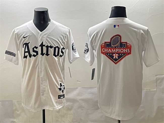Mens Houston Astros Team Big Logo White Gothic %27Houston Born Barrio Raised%27 Limited Stitched Baseball Jersey->kansas city royals->MLB Jersey