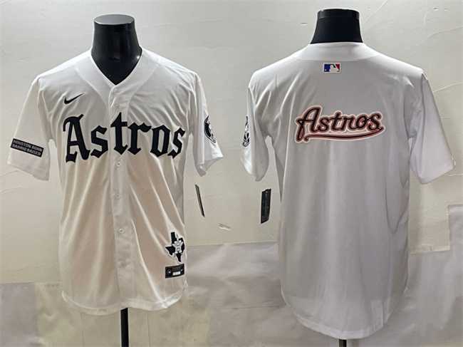 Men%27s Houston Astros Team Big Logo White Gothic %27Houston Born Barrio Raised%27 Limited Stitched Baseball Jersey->kansas city royals->MLB Jersey