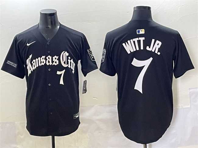 Men%27s Kansas City Royals #7 Bobby Witt Jr. Black %27Gothic Crown Edition%27 Vapor Premier Limited Stitched Baseball Jersey->kansas city royals->MLB Jersey