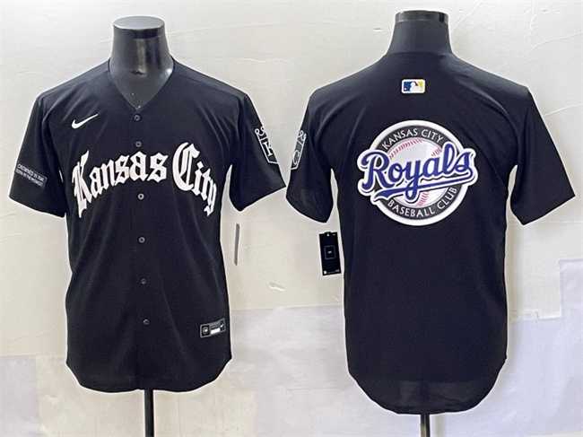Men%27s Kansas City Royals Team Big Logo Black %27Gothic Crown Edition%27 Vapor Premier Limited Stitched Baseball Jersey->los angeles angels->MLB Jersey