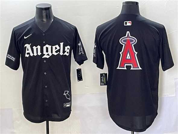 Men%27s Los Angeles Angels Team Big Logo Black %27Gothic Halo Edition%27 Vapor Limited Stitched Jersey->los angeles dodgers->MLB Jersey