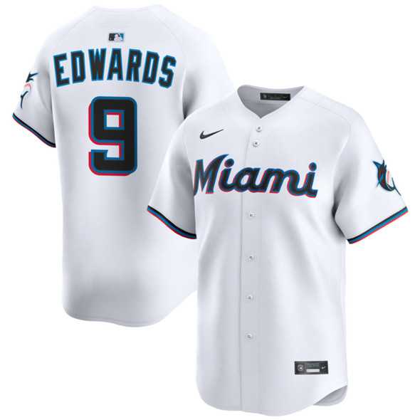 Men%27s Miami Marlins #9 Xavier Edwards White 2024 Home Limited Stitched Baseball Jersey Dzhi->milwaukee brewers->MLB Jersey
