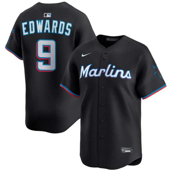 Men%27s Miami Marlins #9 Xavier Edwards Black 2024 Alternate Limited Stitched Baseball Jersey Dzhi->miami marlins->MLB Jersey