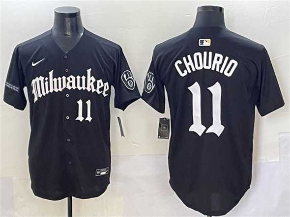 Men%27s Milwaukee Brewers #11 Jackson Chourio Black %27Gothic 414 Shadows Edition%27 Vapor Premier Limited Stitched Jersey->milwaukee brewers->MLB Jersey