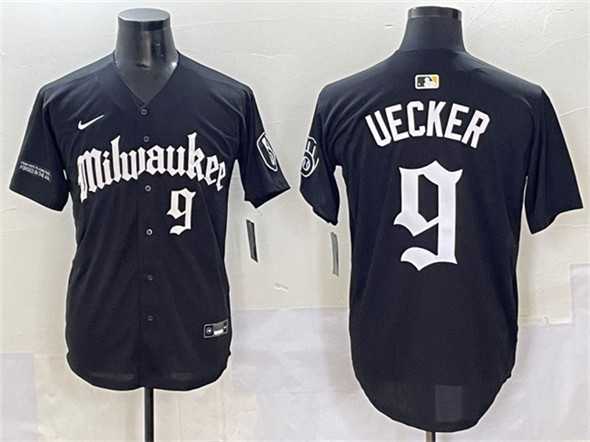 Men%27s Milwaukee Brewers #9 Bob Uecker Black %27Gothic 414 Shadows Edition%27 Vapor Premier Limited Stitched Jersey->milwaukee brewers->MLB Jersey