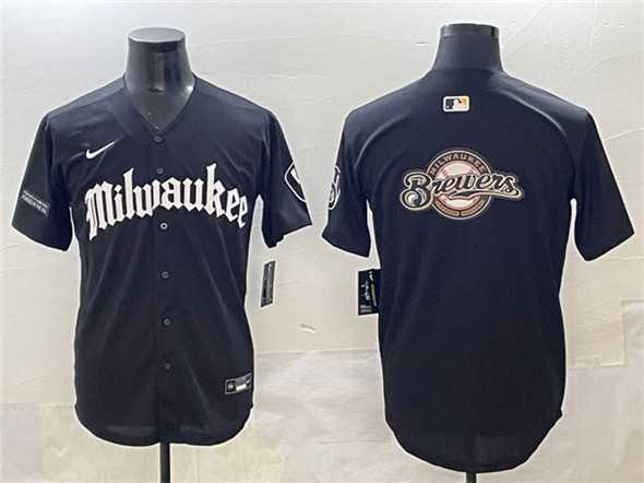 Men%27s Milwaukee Brewers Team Big Logo Black %27Gothic 414 Shadows Edition%27 Vapor Premier Limited Stitched Jersey->new york mets->MLB Jersey