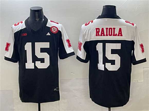 Mens Nebraska Cornhuskers #15 Dylan Raiola Black Alternate 2024 F.U.S.E. With Patch Vapor Limited Stitched Football Jersey->nebraska cornhuskers->NCAA Jersey
