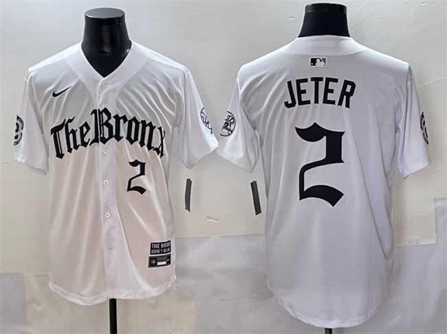 Men%27s New York Yankees #2 Derek Jeter White %27Gothic Legacy Edition%27 Vapor Premier Limited Stitched Baseball Jersey->new york yankees->MLB Jersey