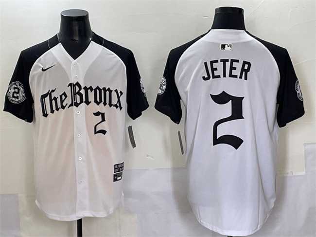 Men%27s New York Yankees #2 Derek Jeter White Black %27Gothic Legacy Edition%27 Vapor Premier Limited Stitched Baseball Jersey->new york yankees->MLB Jersey