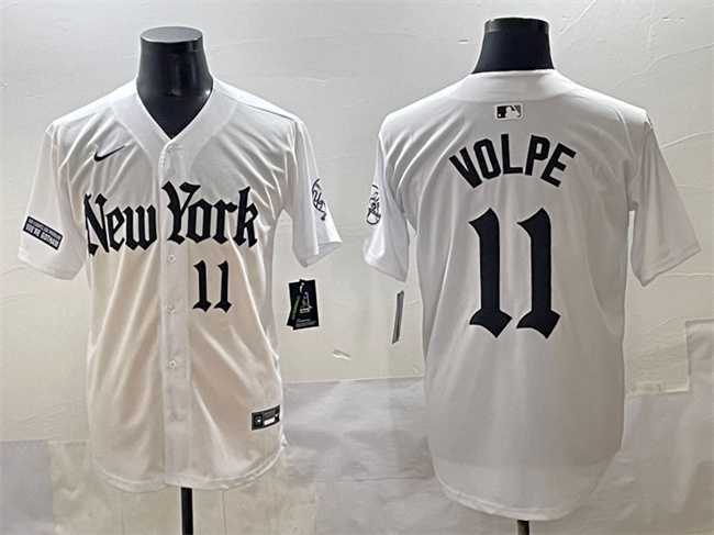 Men%27s New York Yankees #11 Anthony Volpe White %27Gothic Legacy Edition%27 Vapor Premier Limited Stitched Baseball Jersey->new york yankees->MLB Jersey