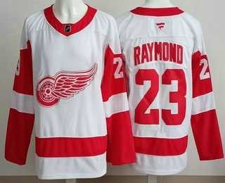 Men%27s Detroit Red Wings #23 Lucas Raymond White Authentic Jersey->edmonton oilers->NHL Jersey