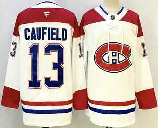 Men%27s Montreal Canadiens #13 Cole Caufield White Authentic Jersey->montreal canadiens->NHL Jersey