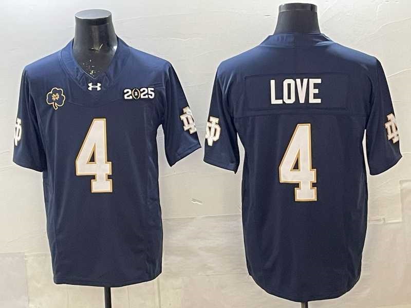 Mens Notre Dame Fighting Irish #4 Jeremiyah Love Navy F.U.S.E. 2025 CFP Final Patch Limited Stitched Football Jersey->notre dame fighting irish->NCAA Jersey