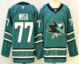 Men%27s San Jose Sharks #77 Michael Misa Teal Authentic Jersey->tampa bay lightning->NHL Jersey