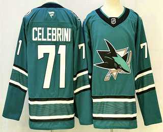 Men%27s San Jose Sharks #71 Macklin Celebrini Teal Authentic Jersey->san jose sharks->NHL Jersey