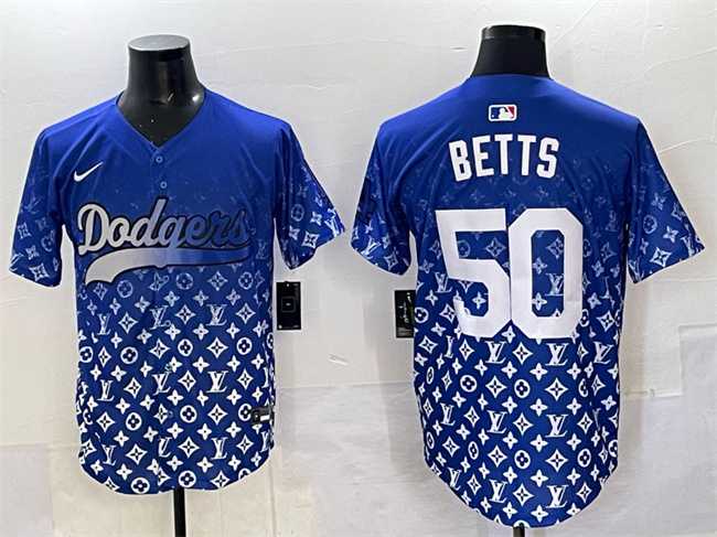 Men%27s Los Angeles Dodgers #50 Mookie Betts Blue Limited Stitched Jersey->milwaukee brewers->MLB Jersey