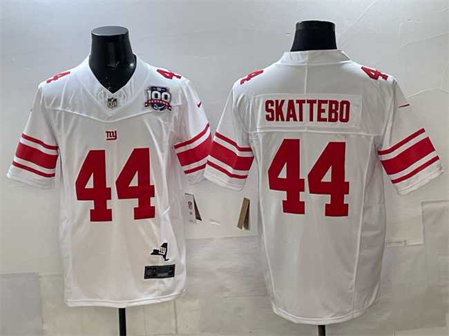 Men%27s New York Giants #44 Cam Skattebo White 2025 Draft F.U.S.E. 100th Season & State Patch Vapor Limited Stitched Jersey->new york giants->NFL Jersey