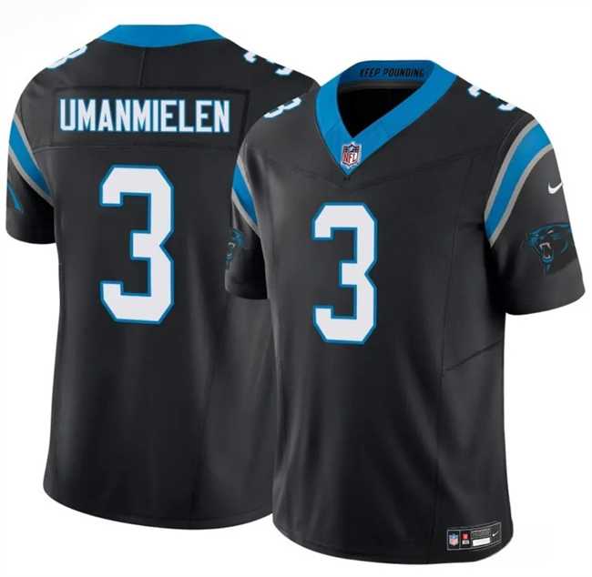 Men%27s Carolina Panthers #3 Princely Umanmielen Black 2025 F.U.S.E. Vapor Limited Stitched Jersey Dzhi->baltimore ravens->NFL Jersey