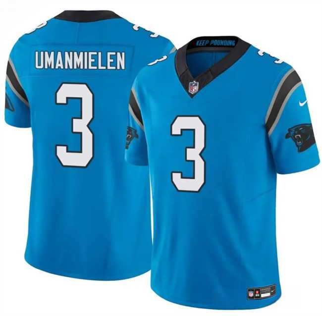 Men%27s Carolina Panthers #3 Princely Umanmielen Blue 2025 F.U.S.E. Vapor Limited Stitched Jersey Dzhi->baltimore ravens->NFL Jersey