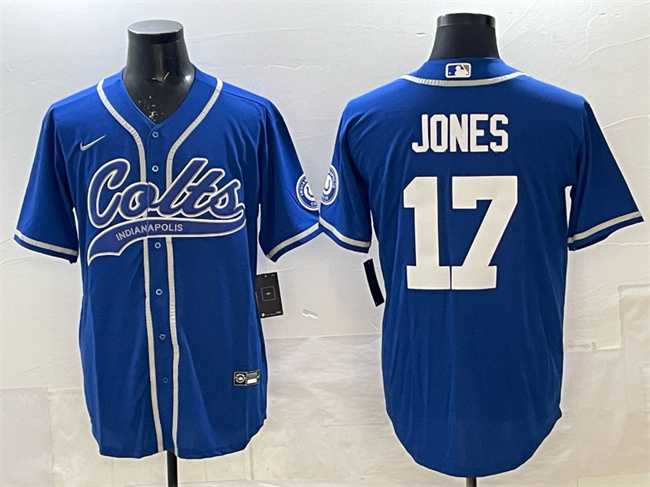 Men%27s Indianapolis Colts #17 Daniel Jones Royal Cool Base Stitched Baseball Jersey->denver broncos->NFL Jersey