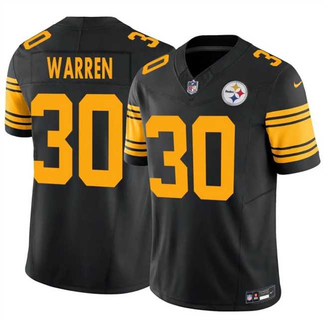 Men%27s Pittsburgh Steelers #30 Jaylen Warren Black 2025 F.U.S.E. Color Rush Vapor Untouchable Limited Stitched Jersey Dzhi->new england patriots->NFL Jersey