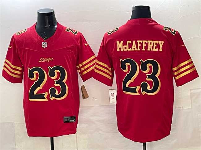 Men%27s San Francisco 49ers #23 Christian McCaffrey Red Gold 2025 F.U.S.E. %27Rivalries%27 Vapor Limited Stitched Jersey Dzhi->pittsburgh steelers->NFL Jersey