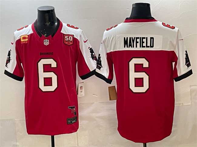 Men%27s Tampa Bay Buccaneers #6 Baker Mayfield Red Alternate F.U.S.E. 50th Season & 4-Star C Patch Vapor Limited Stitched Jersey Dzhi->san francisco 49ers->NFL Jersey