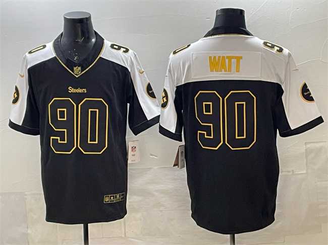 Men%27s Pittsburgh Steelers #90 T.J. Watt Black White F.U.S.E. Vapor Untouchable Limited Stitched Jersey Dzhi->new york giants->NFL Jersey