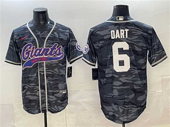 Men%27s New York Giants #6 Jaxson Dart Gray Camo With Patch Cool Base Stitched Baseball Jersey->las vegas raiders->NFL Jersey